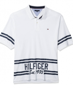 camiseta polo tommy hilfiger manga corta blanca rayas azules