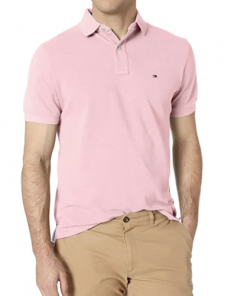 camiseta polo tommy hilfiger manga corta rosa palido