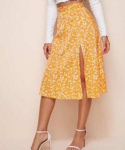 falda larga amarilla